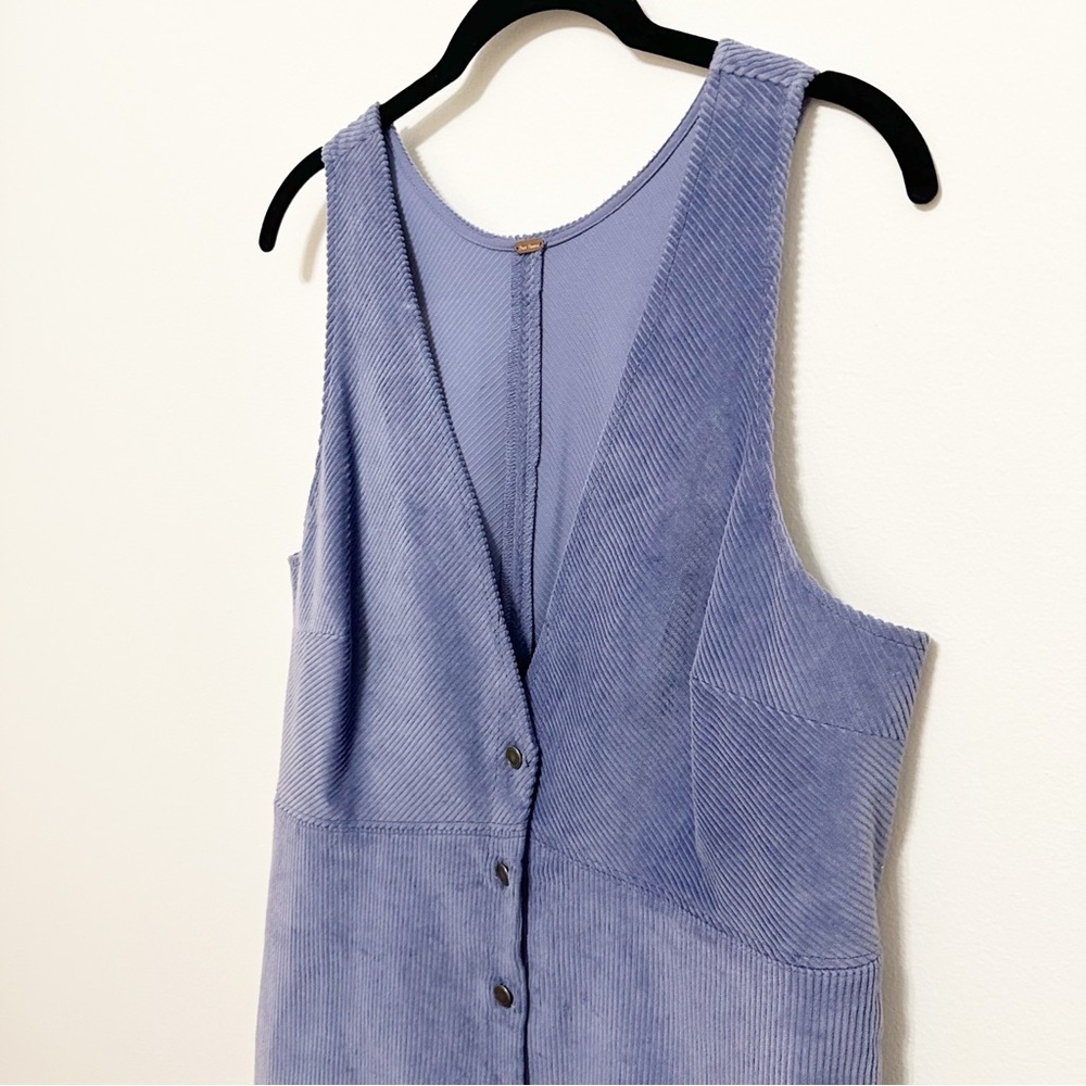 Free People Lavender Blue Button-Front Corduroy Mini Dress - Picture 5 of 10